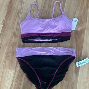 Pink and Black Bikini Set